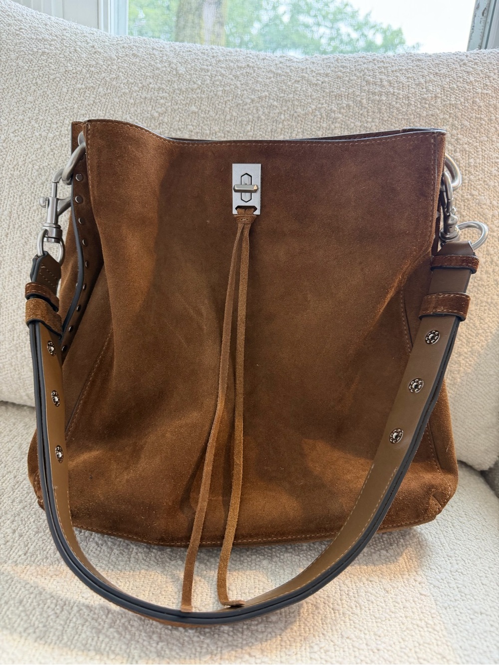 Rebecca Minkoff Darren Suede Bucket Shoulder Bag - Brown